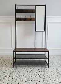 Appendiabiti, panca, scarpiera, Specchio