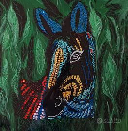 Quadro "Cavallo" in acrilico e resina 3D