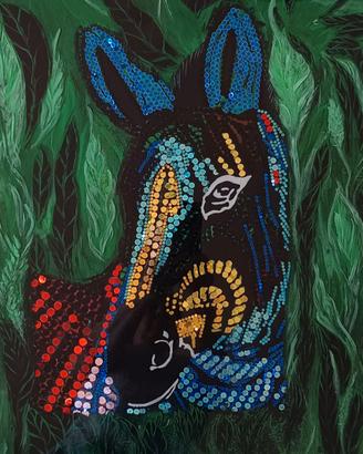 Quadro "Cavallo" in acrilico e resina 3D