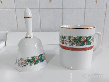 Campana e tazza in ceramica con decorazioni