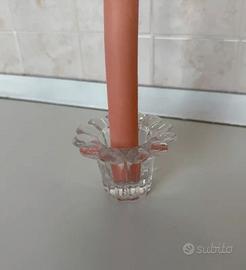 Portacandele Vintage a Fiore in Vetro Trasparente