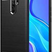 CUSTODIA per XIAOMI REDMI 9 Tpu Cover CARBON FIBER
