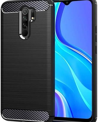 CUSTODIA per XIAOMI REDMI 9 Tpu Cover CARBON FIBER