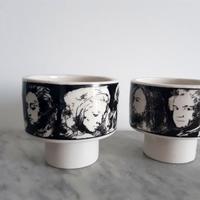 Set 2 coppette tazze Annigoni porcellana Eva Sud