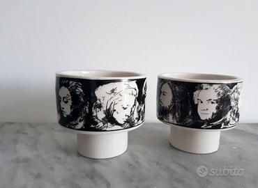 Set 2 coppette tazze Annigoni porcellana Eva Sud