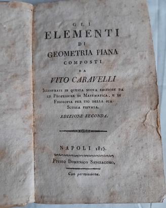 Antico Gli elementi di Geometria Piana Napoli 1815