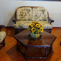 SALOTTO DIVANO POLTRONA TAVOLINO LEGNO VINTAGE