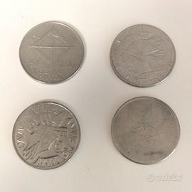 4 monete commemorative da 100 lire