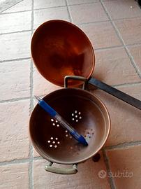 Mestolone in rame e scolapasta piccolo