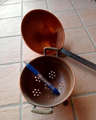 Mestolone in rame e scolapasta piccolo