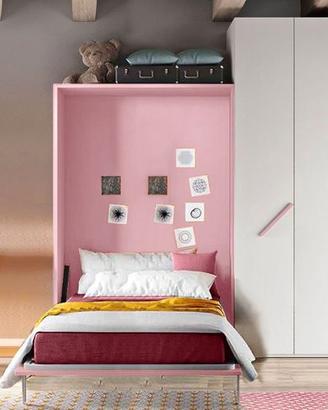LETTO A SCOMPARSA UNA PIAZZA E MEZZO ROSA ANTICO