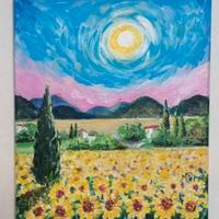 quadro paesaggio girasoli 24 x 30 