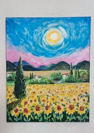 quadro paesaggio girasoli 24 x 30 