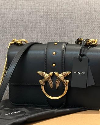 Borsa a spalla in pelle nera Pinko