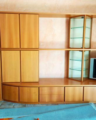 Parete attrezzata soggiorno legno ciliegio 370 cm