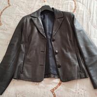 Giacca blazer elegante in vera pelle nera