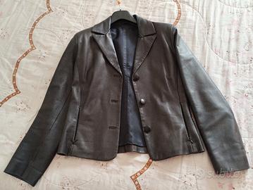 Giacca blazer elegante in vera pelle nera