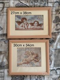 Set due quadri con angeli custodi con cornice