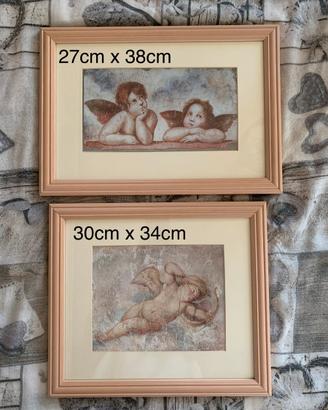 Set due quadri con angeli custodi con cornice