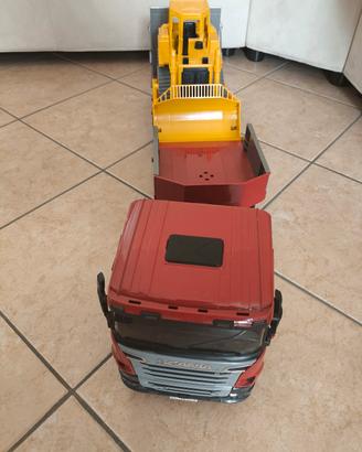 Bruder camion Scania trasporto buldozer CAT