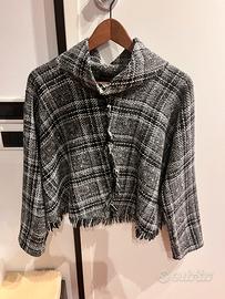 Poncho donna a quadri bianco e nero