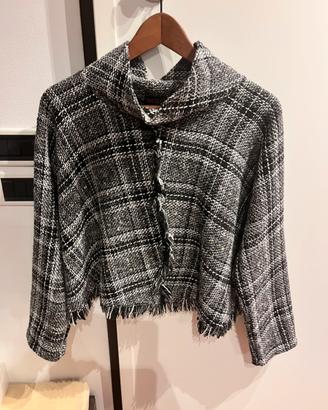 Poncho donna a quadri bianco e nero