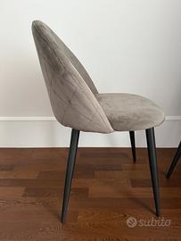 Set di sedie in velluto grigio
