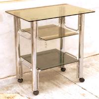 Carrello portavivande vetro cromo tubolare design