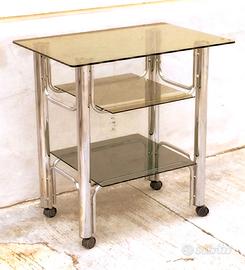 Carrello portavivande vetro cromo tubolare design