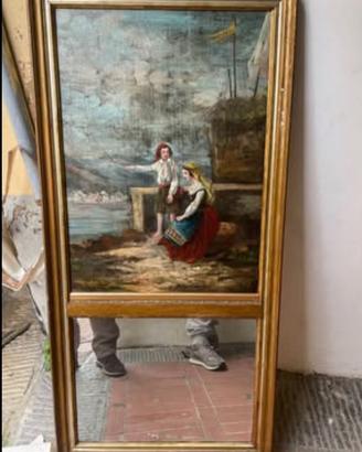 Antica specchiera francese con dipinto
