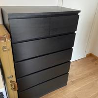 MALM Cassettiera con 6 cassetti, marrone-nero, 80x