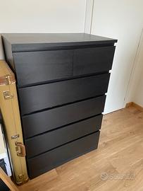 MALM Cassettiera con 6 cassetti, marrone-nero, 80x