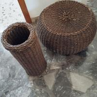 pouf /vimini + portaombrelli/portapianta in vimini