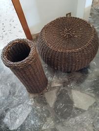 pouf /vimini + portaombrelli/portapianta in vimini
