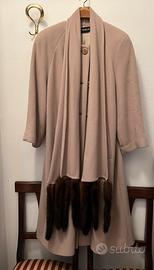 Cappotto ampio con codine di vero visone