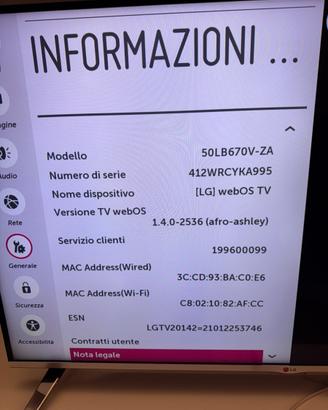TV LG 50 pollici