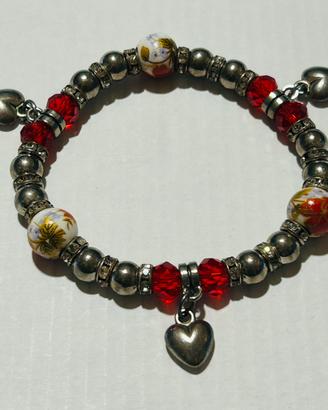 ❤️ Bracciale Decorativo con 3 Cuori – Perle