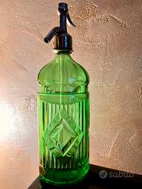 Antico grande sifone da seltz anni 40 verde