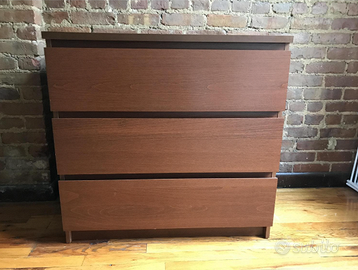 Cassettiera Ikea Malm Noce 3 cassetti Smontata