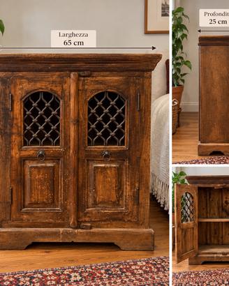 Credenzina rustica vintage in legno e ferro