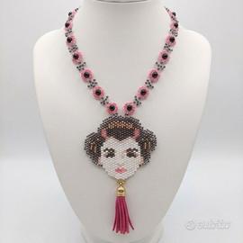 Collana Vintage Etnica Giapponese Pendente geisha