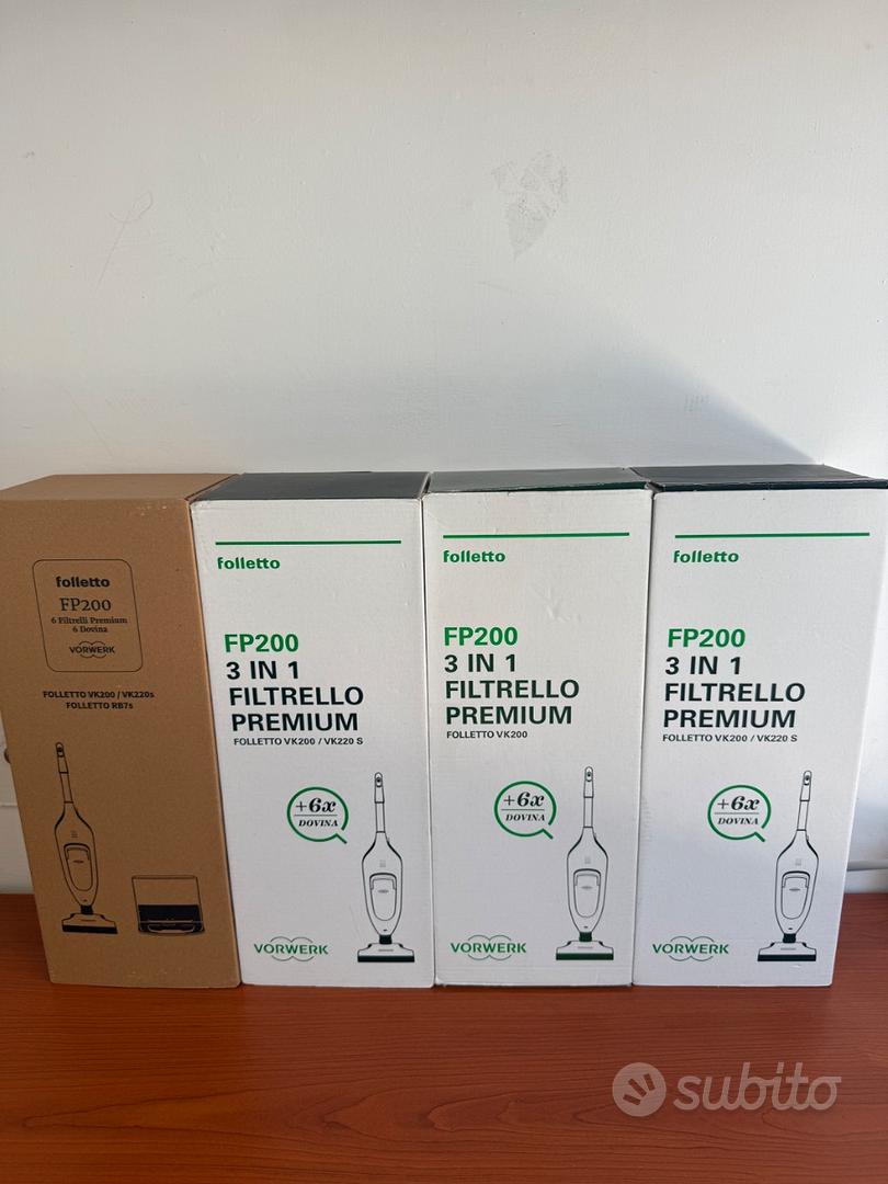 SACCHETTI FOLLETTO VK 200-220S KIT FILTRO SOTTOSPAZZOLA FILO COMPATIBILI VORWERK - 8