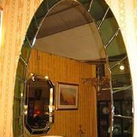 1950 Specchio Fontana Arte ovale verde. Design