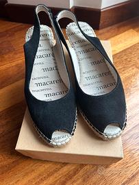 Scarpe in camoscio, colore nero, con zeppa n 38
