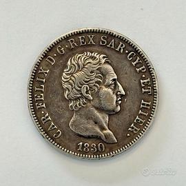 Regno Sardegna - Carlo Felice 5 Lire 1830 L Torino