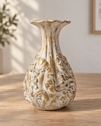 Vaso portafiori decorativo bianco e oro 25 cm