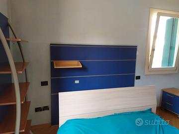 testiera blu per letto singolo