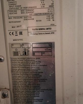 condizionatore monosplit Fujitsu 2017