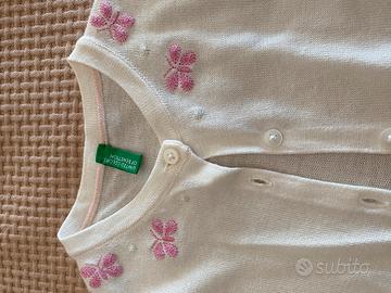 BENETTON - Cardigan bambina 100% cotone NUOVO