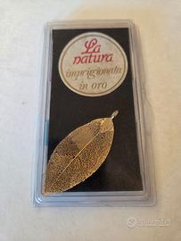Pendente da collezione Foglia placcata oro 24K